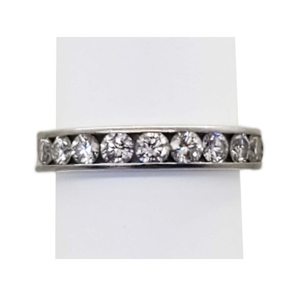 Tiffany & Co. Platinum 1.00 Carat Natural Diamond Eternity  1 ctw Natural Diamond Channel 4mm Band Ring Platinum Size 7